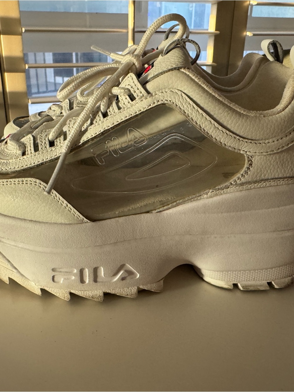 FILA White and Clear Platform Disruptor II - Barneys New York exclusive